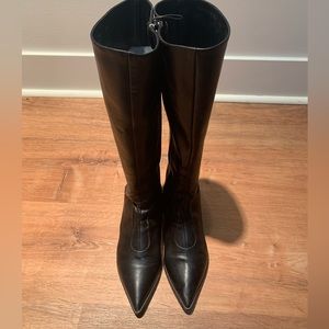 Black furla knee boots